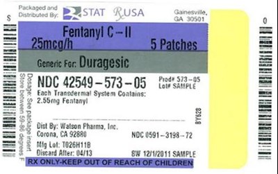 Ndc 42549-573-05 Fentanyl Patch 25mcg #5 Patch(s)ciirx Only (Fentanyl Patch C Ii 25mcg 42549 Label)
